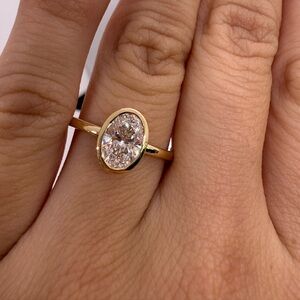 1.03 carat d vvs2 oval bezel Diamond Solitaire Engagement Ring